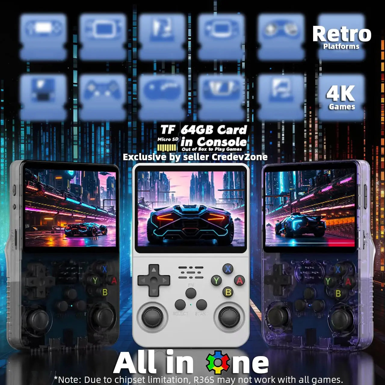 R36S Handheld Game Console 3.5Inch IPS Screen 128G Classic Retro Games Consoles Arkos System Portable Pocket Video Game Player