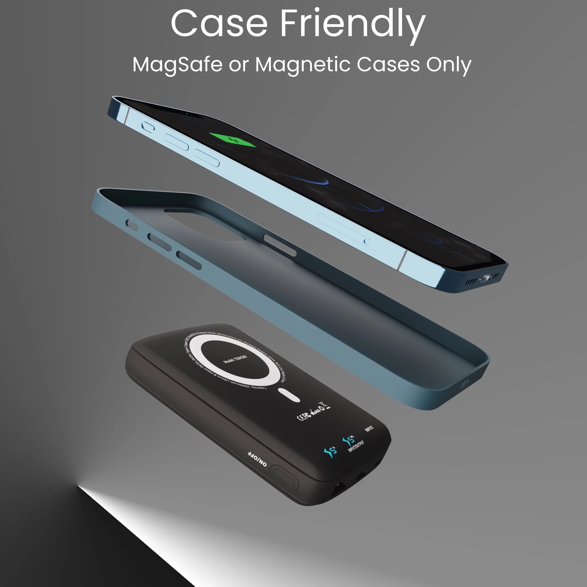Magnetic 10000Mah Wireless Power Bank, 18W USB-C PD Portable Charger. Compatible with Iphone 14, 13, 12 Only