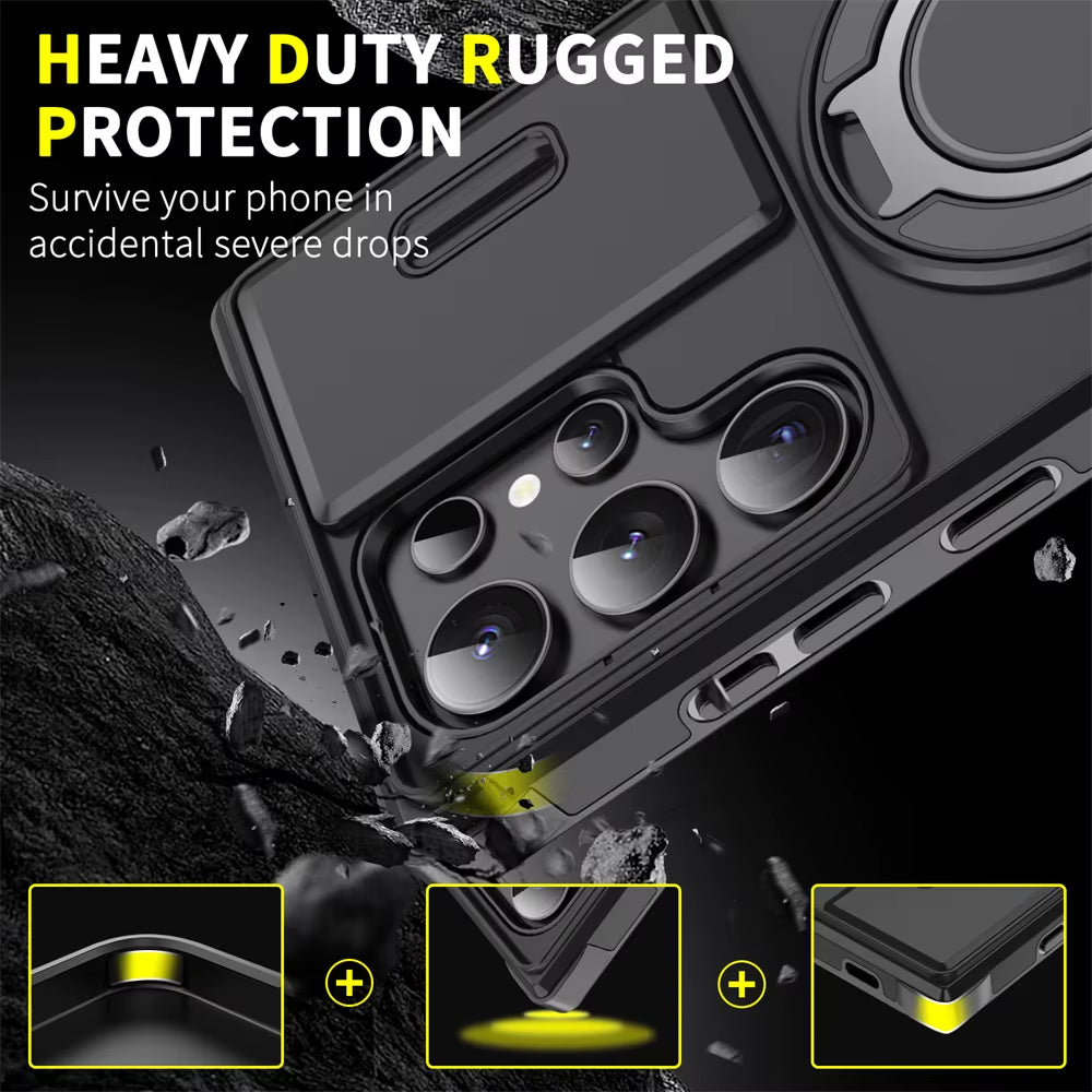 Slide Camera Protection Magnetic Stand Phone Case for Samsung S26 S25 Edge S24 S23 plus S21 S22 Ultra FE A54 A15 A05 A05S Cover